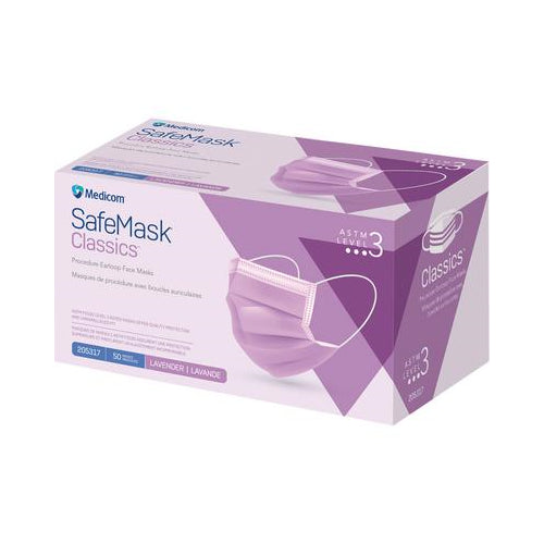 Medicom 205317 SafeMask Classics Earloop Face Masks ASTM Level 3 Lavender 50/Bx Medicom 205317 SafeMask Classics Earloop Face Masks ASTM Level 3 Lavender 50/Bx
